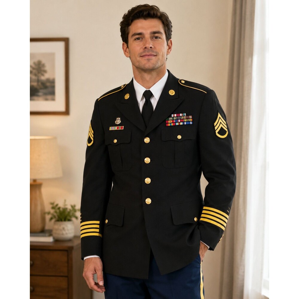 Vintage U.S. Army Dress Uniform Jacket Coat Staff Sergeant E-6 Named Ribbon Bars